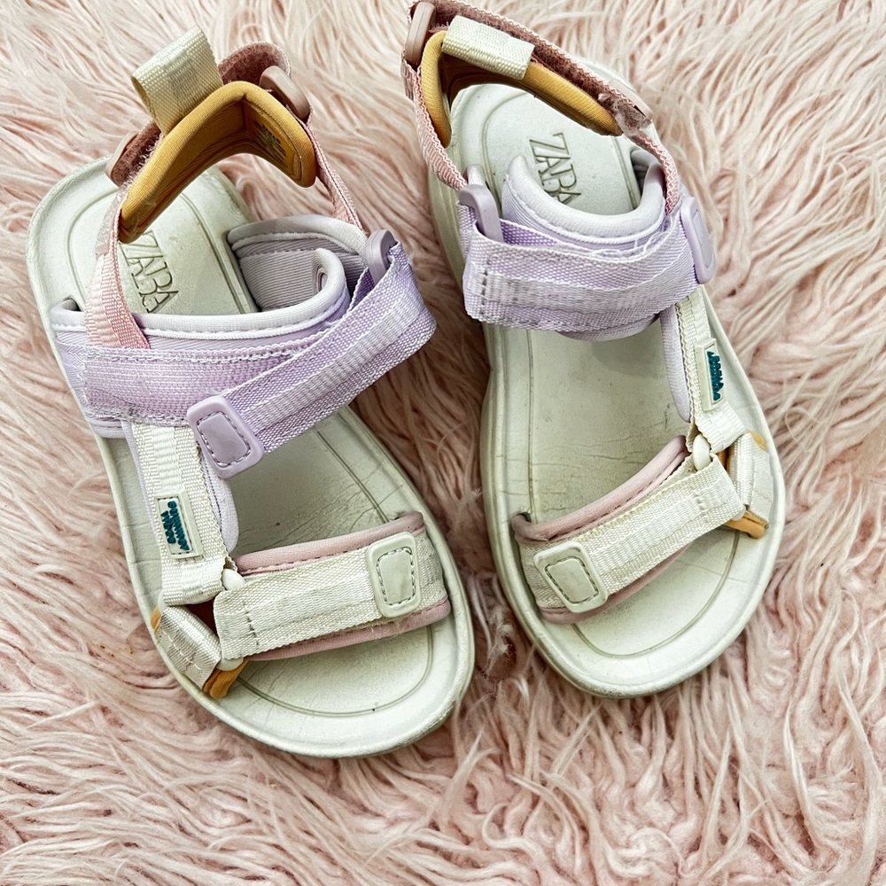 Zara Pink and White Sandals with Velcro Straps